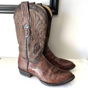 Cuadra Mens Ostrich Leather Boots Size 8.5 Brown